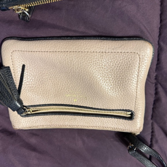 kate spade Handbags - Kate Spade Taupe and Black Wristlet leather wrist purse
